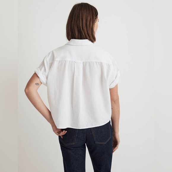 Madewell Cropped Utility Button-Up Shirt Eyelet White NWT Size Large - Picture 4 of 7